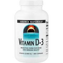 Source Naturals, Vitaminas D-3, 400 kapsulių
