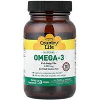 Country Life, Natūralus Omega-3, 1 000 mg, 50 minkštųjų gelių