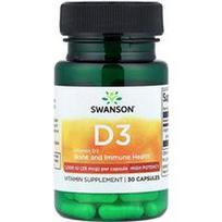 Swanson Vitamins, Vitaminas D3, didelio stiprumo, 25 mcg (1 000 TV), 30 kapsulių