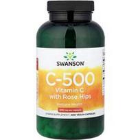 Swanson Vitamins, C-500, vitaminas C su erškėtuogėmis, 400 veganiškų kapsulių