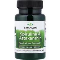 Swanson Vitamins, Spirulina ir astaksantinas, 120 vegetariškų tablečių