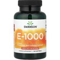 Swanson Vitamins, Natūralus E, 1 000 TV, 100 minkštųjų gelių