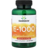 Swanson Vitamins, Vitaminas E-1000, 450 mg (1000 TV), 60 minkštųjų gelių