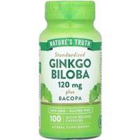 Nature's Truth, Ginkgo Biloba Plus Bacopa, 120 mg, 100 greito atpalaidavimo kapsulių