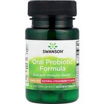 Swanson Vitamins, Geriamoji probiotikų formulė, natūrali braškė, 3 milijardai KSV, 30 kramtomųjų tablečių