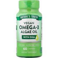 Nature's Truth, Veganiškas omega-3 dumblių aliejus su DHA, 60 minkštųjų kapsulių