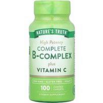Nature's Truth, Pilnas B kompleksas ir vitaminas C, didelio stiprumo, 100 kapsulių