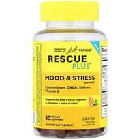 Bach, „Rescue Plus®“ guminukai, nuotaikos ir streso palaikymas, apelsinų skonio, 60 veganiškų guminukų