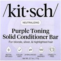 Kitsch, „Purple Toning“ kietas kondicionieriaus batonėlis, skirtas šviesiems, sidabriniams ir sruogelėmis sruogelėmis dažytiems plaukams, su apelsinų žiedais ir jazminais, 77 g