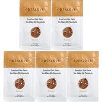 Idealove, „Superfood Skin Savior“ lakštinės veido kaukės „You Make Me Coconuts“, 5 vnt. (po 20 ml)
