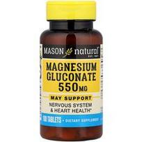 Mason Natural, Magnio gliukonatas, 550 mg, 100 tablečių