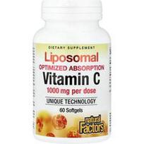 Natural Factors, Liposominis vitaminas C, 60 minkštųjų gelių (500 mg viename minkštajame gelyje)