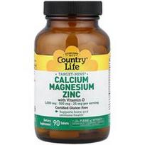 Country Life, Target-Mins®, kalcis, magnis, cinkas su vitaminu D, 90 tablečių