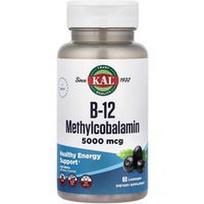 KAL, B-12 metilkobalaminas, acai uogos, 5000 mcg, 60 pastilių