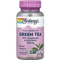 Solaray, Gyvybiniai ekstraktai, žalioji arbata, 500 mg, 30 daržovių kapsulių