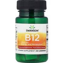 Swanson Vitamins, Vitaminas B12, 60 pastilių (5,000 mcg vienoje pastilėje)