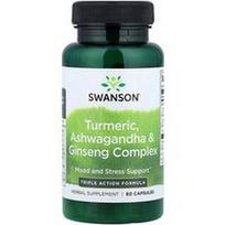 Swanson Vitamins, Ciberžolės, ašvagandos ir ženšenio kompleksas, 60 kapsulių