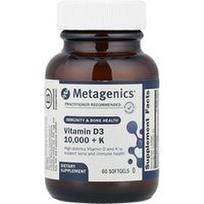 Metagenics, Vitaminas D3 10 000 + K, 60 minkštųjų kapsulių