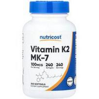 Nutricost, Vitaminas K2 MK-7, 100 mcg, 240 minkštųjų kapsulių