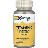 Solaray, Vitaminas C su erškėtuogėmis ir acerola, 500 mg, 100 kapsulių