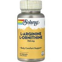 Solaray, L-argininas L-ornitinas, 750 mg, 50 daržovių kapsulių