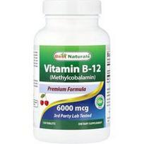 Best Naturals, Vitaminas B-12 (metilkobalaminas), 6 000 mcg, 120 tablečių