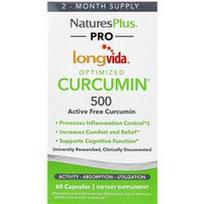 NaturesPlus, „Pro Longvida®“ optimizuotas kurkuminas® 500, 500 mg, 60 kapsulių