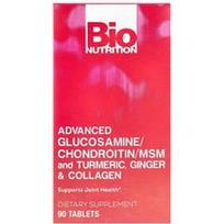 Bio Nutrition, Pažangus gliukozaminas/chondroitinas/MSM ir ciberžolė, imbieras ir kolagenas, 90 tablečių