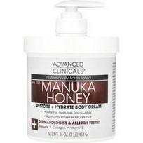 Advanced Clinicals, Manukos medaus atkuriamasis ir drėkinamasis kūno kremas, 454 g