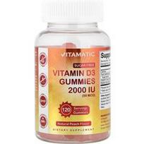 Vitamatic, Vitamino D3 guminukai, be cukraus, natūralūs persikai, 50 mcg (2000 TV), 120 guminukų