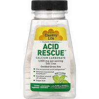 Country Life, „Acid Rescue™“, kalcio karbonatas, mėtos skonio, 60 kramtomųjų tablečių