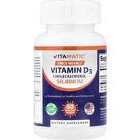 Vitamatic, Vitaminas D3, 1 250 mcg (50 000 TV), 60 augalinių kapsulių