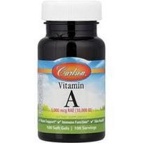 Carlson, Vitaminas A, 3 000 mcg RAE (10 000 TV), 100 minkštų gelių