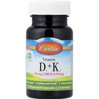 Carlson, Vitaminai D3 + K2, 30 vegetariškų kapsulių
