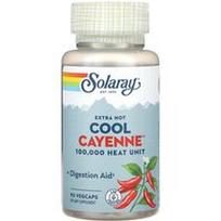 Solaray, Ypač aštrus ir gaivus kajeno pipiras, 90 daržovių kapsulių (300 mg vienoje daržovių kapsulėje)