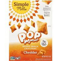 Simple Mills, Pop Mmms™, kepti užkandžių krekeriai, čederis, 4 uncijos (113 g)