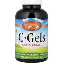 Carlson, C-Gels, vitaminas C, 1000 mg, 250 minkštųjų gelsvųjų kapsulių