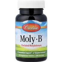 Carlson, Moly-B™, chelatuotas molibdenas, 300 vegetariškų tablečių (500 mcg vienoje tabletėje)