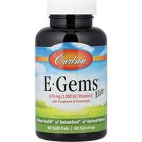 Carlson, E-Gems® Elite, vitaminas E su tokoferoliais ir tokotrienoliais, 60 minkštųjų kapsulių