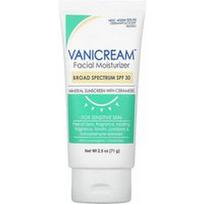 Vanicream, Veido drėkinamasis kremas, mineralinis kremas nuo saulės su keramidais, jautriai odai, SPF 30, 2.5 oz (71 g)
