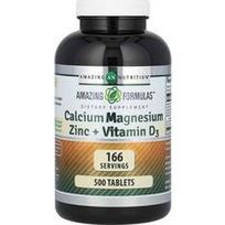 Amazing Nutrition, Nuostabios formulės, kalcis magnis cinkas + vitaminas D3, 500 tablečių