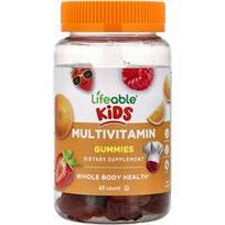 Lifeable, Vaikiški multivitaminų guminukai, vaisiai, 60 guminukų