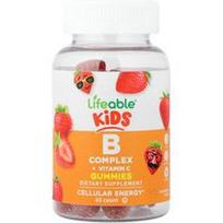 Lifeable, Vaikiški B komplekso ir vitamino C guminukai, braškių skonio, 60 guminukų