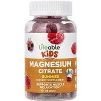 Lifeable, Vaikams, magnio citrato guminukai, aviečių skonio, 60 guminukų (85 mg viename guminuke)