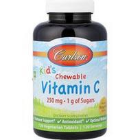 Carlson, Kramtomos vitamino C tabletės vaikams, natūralus mandarinas, 120 vegetariškų tablečių