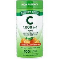 Nature's Truth, Vitaminas C su bioflavonoidais ir laukinių erškėtuogių vaisiais, 100 dengtų tablečių