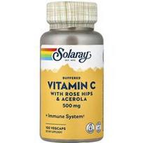 Solaray, Buferinis vitaminas C su erškėtuogėmis ir acerola, 100 daržovių kapsulių