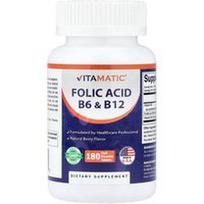 Vitamatic, Folio rūgštis B6 ir B12, natūralios uogos, 180 greitai tirpstančių tablečių