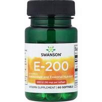 Swanson Vitamins, Vitaminas E-200, 90 mg (200 TV), 60 minkštųjų gelių