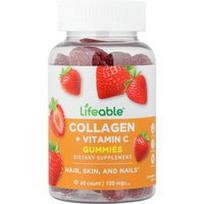Lifeable, Kolageno + vitamino C guminukai, natūralios braškės, 60 guminukų